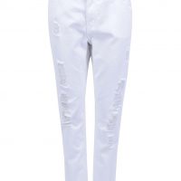 Bílé osminkové kalhoty s potrhaným efektem