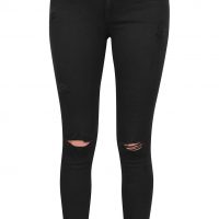 Černé elastické džíny s potrhaným efektem