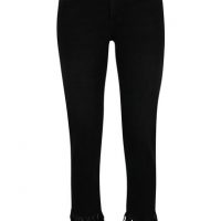 Černé zkrácené skinny džíny s třásněmi