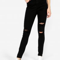 Černé skinny džíny s vysokým pasem